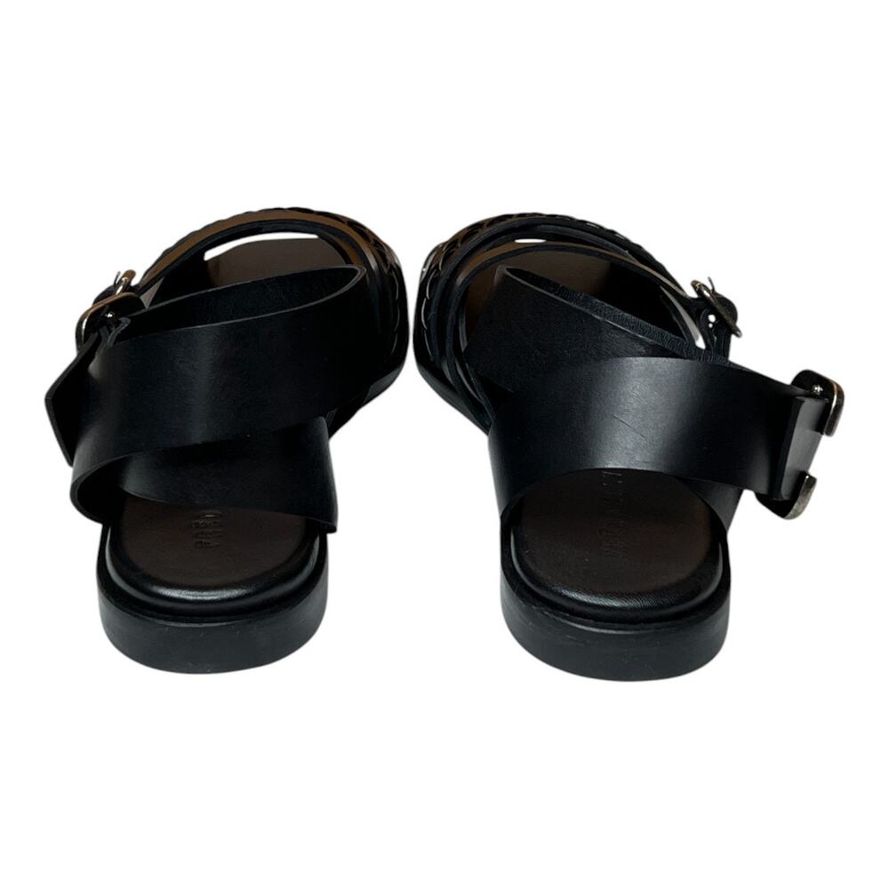 Freda Salvador Black Leather Braided Strap Sandals - Picture 3 of 12